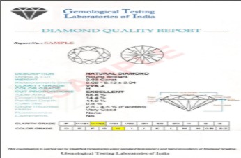 Sample diamond quality report